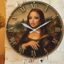 Reloj Redondo Grande Funny Glam Mona Lisa Modern Diva Renaissance Art
