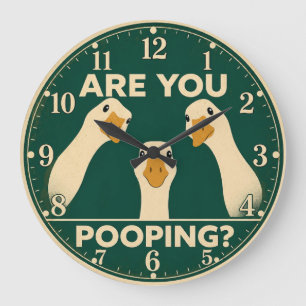 Reloj Redondo Grande Funny Goose Bathroom Are You Pooping