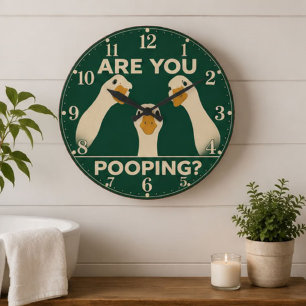 Reloj Redondo Grande Funny Goose Bathroom Are You Pooping 