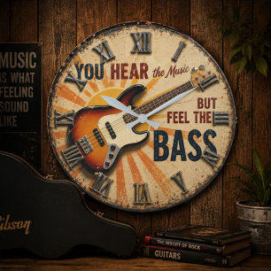 Reloj Redondo Grande Funny Guitar You Hear the Music But Feel the Bass
