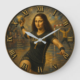 Reloj Redondo Grande Funny Handball Mona Lisa Handball Player Gift