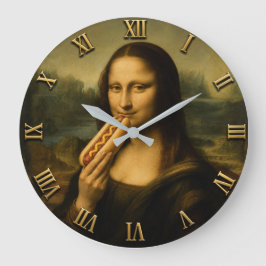 Reloj Redondo Grande Funny Hot Dog Mona Lisa