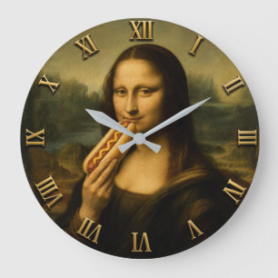 Reloj Redondo Grande Funny Hot Dog Mona Lisa