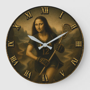 Reloj Redondo Grande Funny Lacrosse Mona Lisa LAX Sports Gift