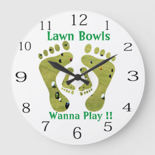 Reloj Redondo Grande Funny Lawn Bowls quiere jugar,
