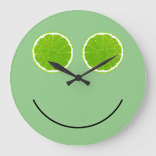 Reloj Redondo Grande Funny Lime Fruit Face Kitchen Wall Clocks