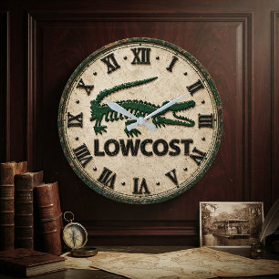 Reloj Redondo Grande Funny Lowcost Alligator Rustic Crocodile Farmhous