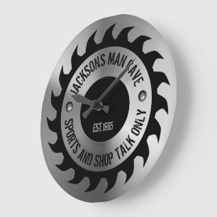 Reloj Redondo Grande Funny Manly Man Cave Steel Circular Saw Blade