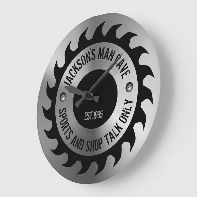 Reloj Redondo Grande Funny Manly Man Cave Steel Circular Saw Blade (Ángulo)