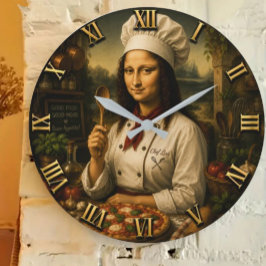 Reloj Redondo Grande Funny Mona Lisa Chef Kitchen Decor
