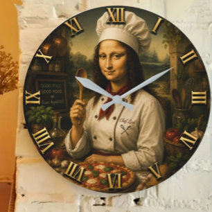 Reloj Redondo Grande Funny Mona Lisa Chef Kitchen Decor