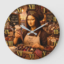 Reloj Redondo Grande Funny Mona Lisa Chocolatier Gourmet Candy Maker