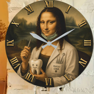 Reloj Redondo Grande Funny Mona Lisa Dentist Dental Office Decor