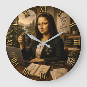 Reloj Redondo Grande Funny Mona Lisa Entrepreneur Business Office Decor