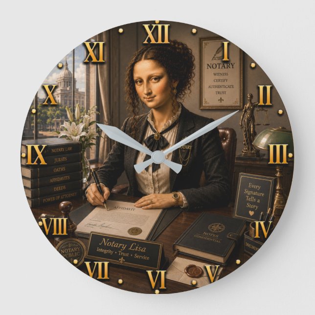 Reloj Redondo Grande Funny Mona Lisa Notary Office Decor (Anverso)