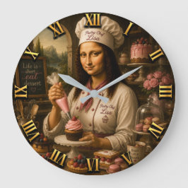 Reloj Redondo Grande Funny Mona Lisa Pastry Chef Bakery Kitchen Decor