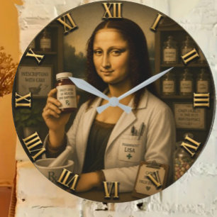 Reloj Redondo Grande Funny Mona Lisa Pharmacist Pharmacy