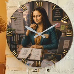 Reloj Redondo Grande Funny Mona Lisa Project Manager Office Decor