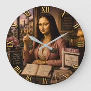 Reloj Redondo Grande Funny Mona Lisa Real Estate Agent 