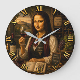 Reloj Redondo Grande Funny Mona Lisa Sommelier Wine Lover Vineyard