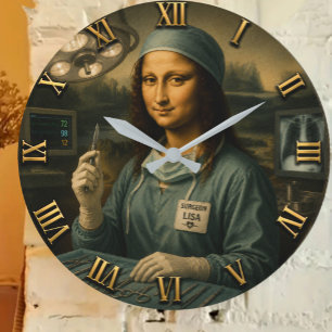 Reloj Redondo Grande Funny Mona Lisa Surgeon Surgical Office Decor