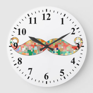 Reloj Redondo Grande Funny Mustache Mosaic Pattern