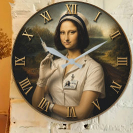 Reloj Redondo Grande Funny Nurse Mona Lisa