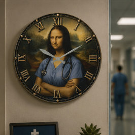 Reloj Redondo Grande Funny Nurse Mona Lisa