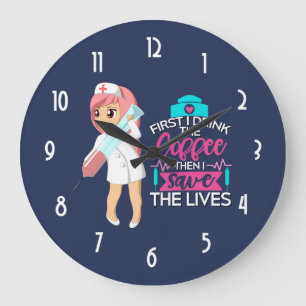 Reloj Redondo Grande Funny Nurse Saying Typography Hypodermic Needle