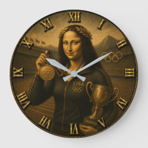 Reloj Redondo Grande Funny Olympic Champion Mona Lisa Champion Trophy