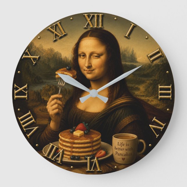 Reloj Redondo Grande Funny Pancake Mona Lisa (Anverso)