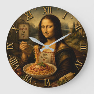 Reloj Redondo Grande Funny Pasta Mona Lisa A Delicious Italian Twist