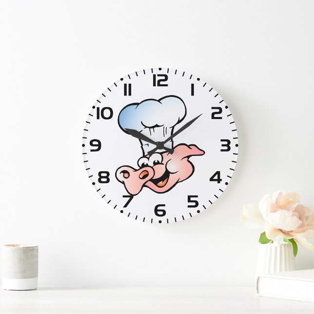 Reloj Redondo Grande Funny Personalizado Pig Chef con Gorra (Subido por el creador)