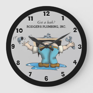 Reloj Redondo Grande Funny Personalizado Plumbing Large Clock