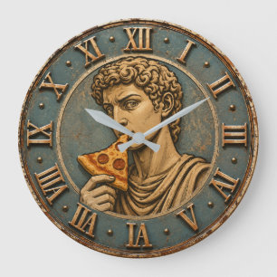 Reloj Redondo Grande Funny Pizza David Renaissance Art Parody Kitchen
