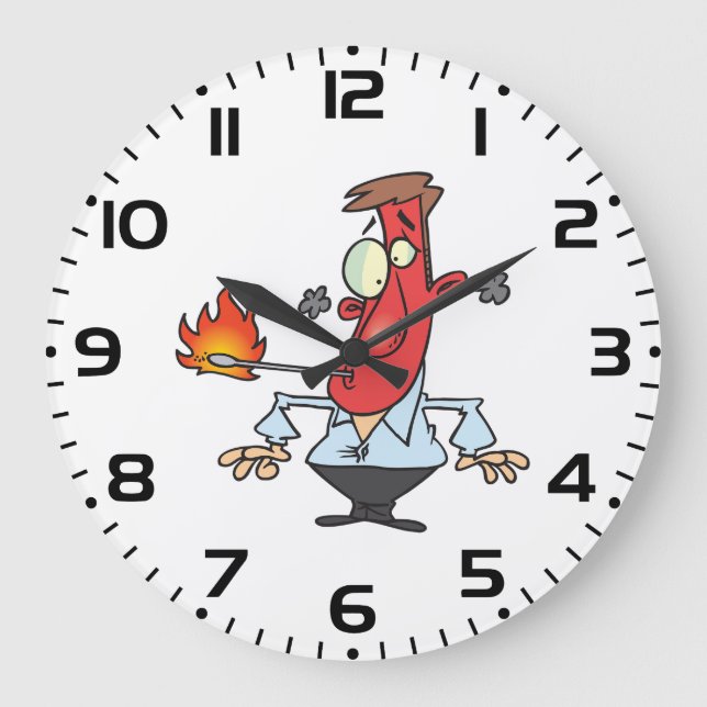 Reloj Redondo Grande Funny Red Face Man with Thermometer Fever (Anverso)