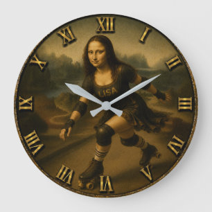 Reloj Redondo Grande Funny Roller Skating Mona Lisa Skater Gift