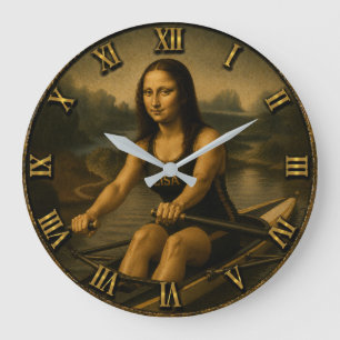Reloj Redondo Grande Funny Rowing Mona Lisa   Crew Racing Gift 