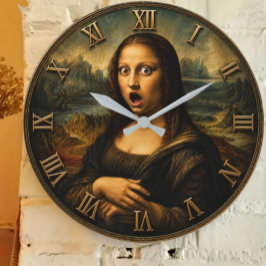 Reloj Redondo Grande Funny Shocked Mona Lisa