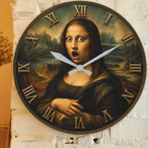Reloj Redondo Grande Funny Shocked Mona Lisa