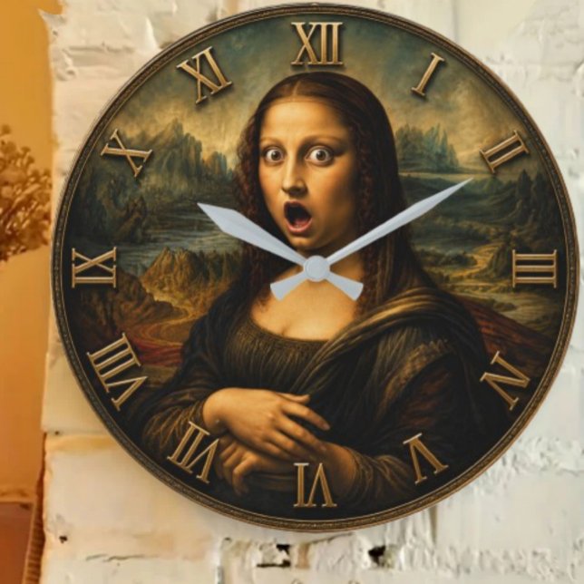 Reloj Redondo Grande Funny Shocked Mona Lisa (Subido por el creador)