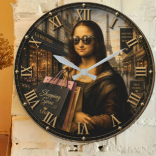 Reloj Redondo Grande Funny Shopping Mona Lisa Fashion Lover Paris Style