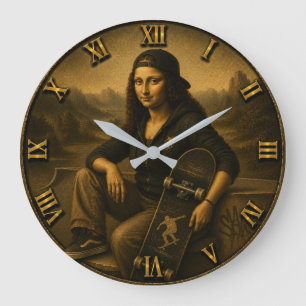 Reloj Redondo Grande Funny Skateboard Mona Lisa Urban Street Style Gift