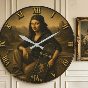 Reloj Redondo Grande Funny Skateboard Mona Lisa Urban Street Style Gift