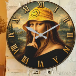Reloj Redondo Grande Funny Smiley Mona Lisa Happy Bucket Hat Renaissan
