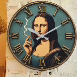 Reloj Redondo Grande Funny Smoking Mona Lisa