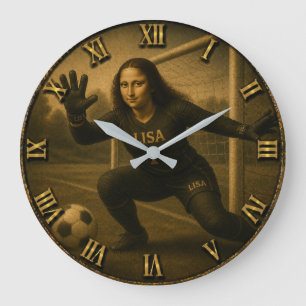 Reloj Redondo Grande Funny Soccer Goalkeeper Mona Lisa Goal keeper Gift