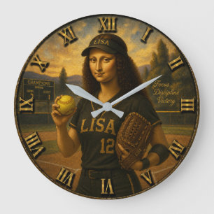 Reloj Redondo Grande  Funny Softball Mona Lisa Pitcher Gift 
