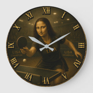 Reloj Redondo Grande Funny Table Tennis Mona Lisa Ping Pong Art Decor