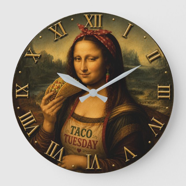 Reloj Redondo Grande Funny Taco Mona Lisa  (Anverso)